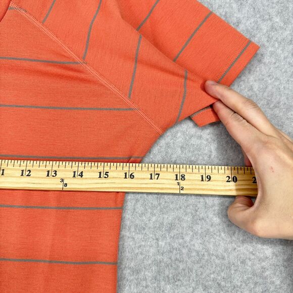 Mountain Hardwear Shirt Womens XS Coral Pink Gray Striped Double V Neck - Picture 6 of 11